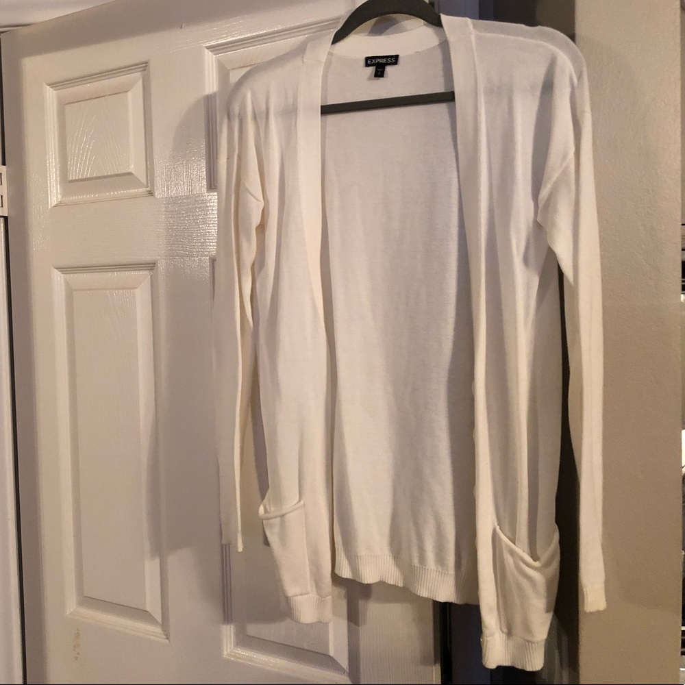 Express Brand White Cardigan Sweater, Sz S